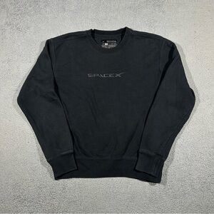 SpaceX Men’s Medium Black 100% Organic Cotton Pullover Crewneck Sweatshirt #1401